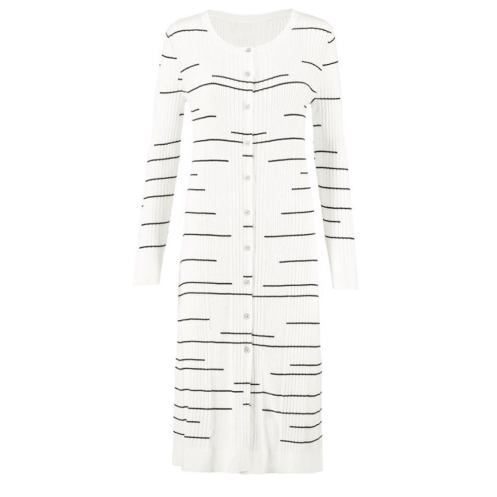 Cabi Dashes Long White Cardigan Sweater, size medium
